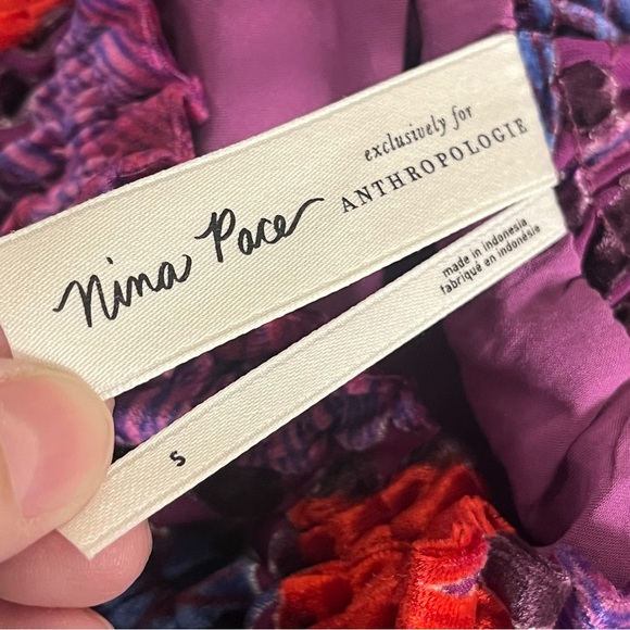 Nina Pace for Anthropologie Velvet Burnout Maxi Skirt Purple Red Floral Size S - Picture 14 of 14